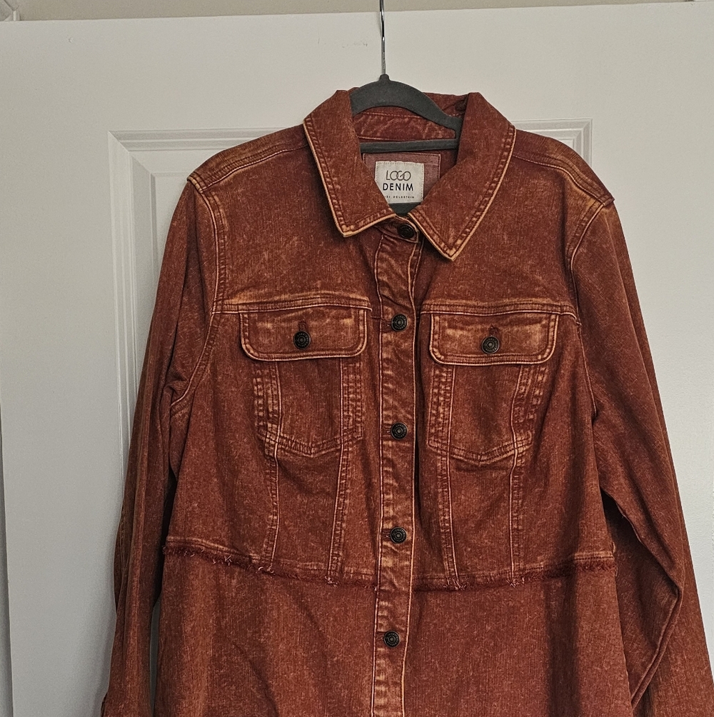 LOGO by Lori Goldstein Burnt Brick Jean Jacket